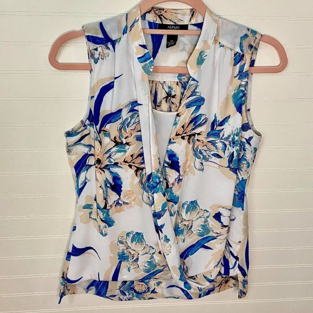 Alfani Petite Blue Floral Print Blouse